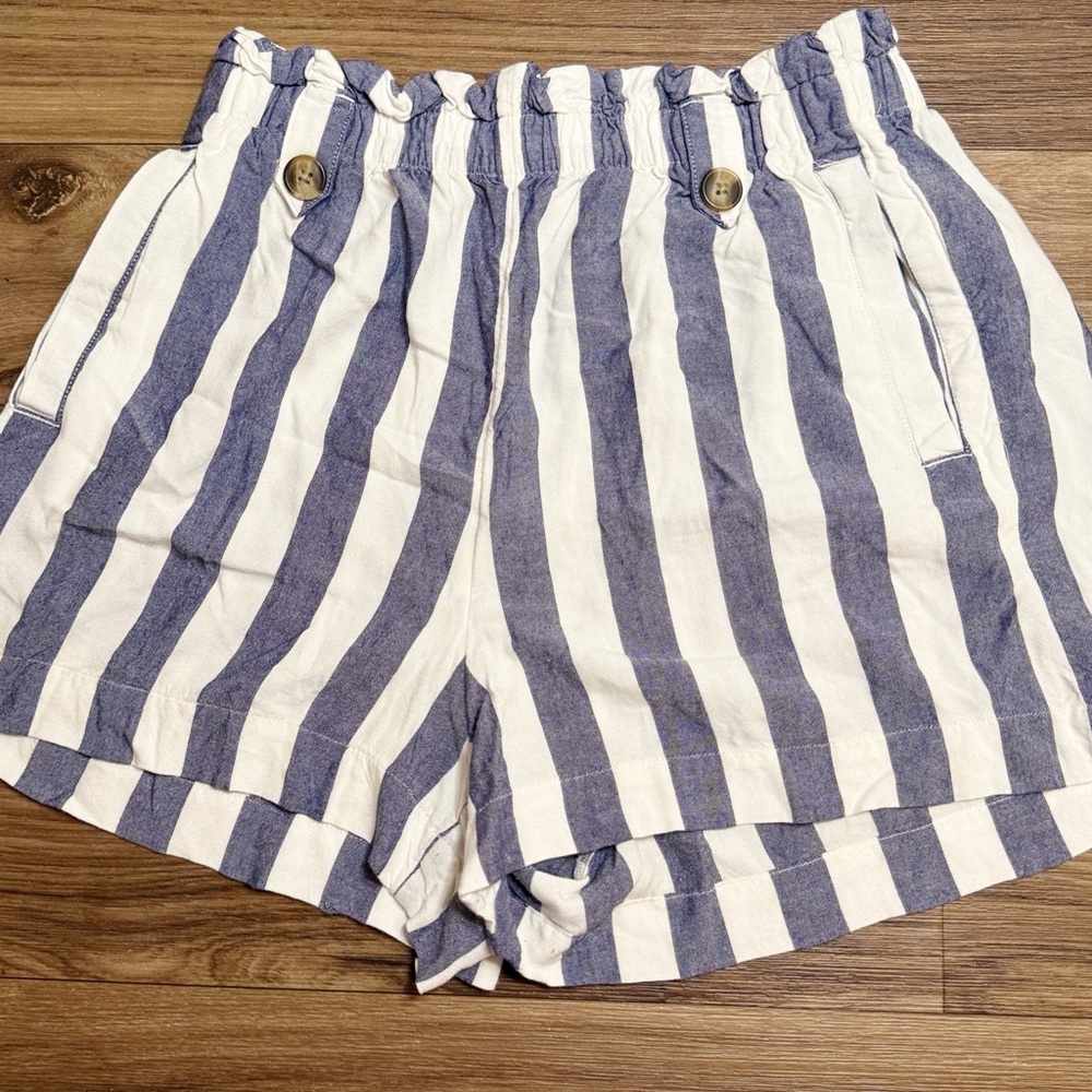 American Eagle Outfitters Blue and White High Waist Shorts